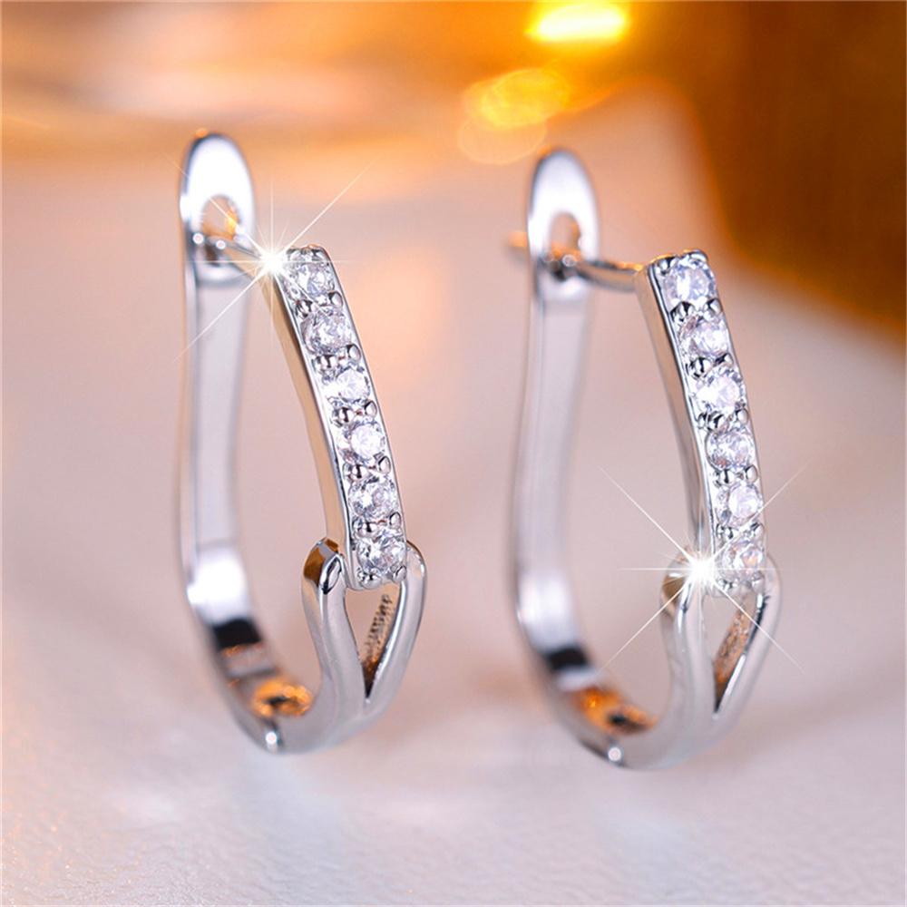 Шарм Женские Белый Хрусталь Камень Кольца Серьги Серебряный Цвет Простые Свадебные Для Женщин