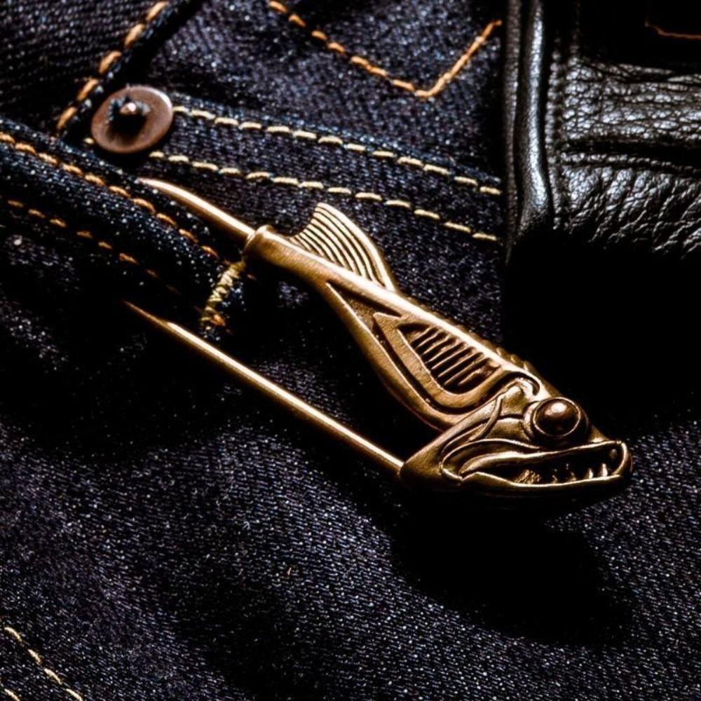 Jewelry Piranha Shape Brooch Exquisite Fish Bone Pin Fashion Fish Head Pin Daily Wear