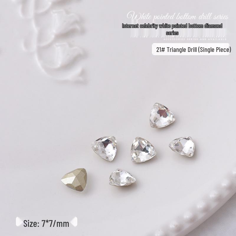 Nail Art Decorations: Transparent Pointed Rhinestones - Heart, Water Drop, Square, Butterfly Shapes