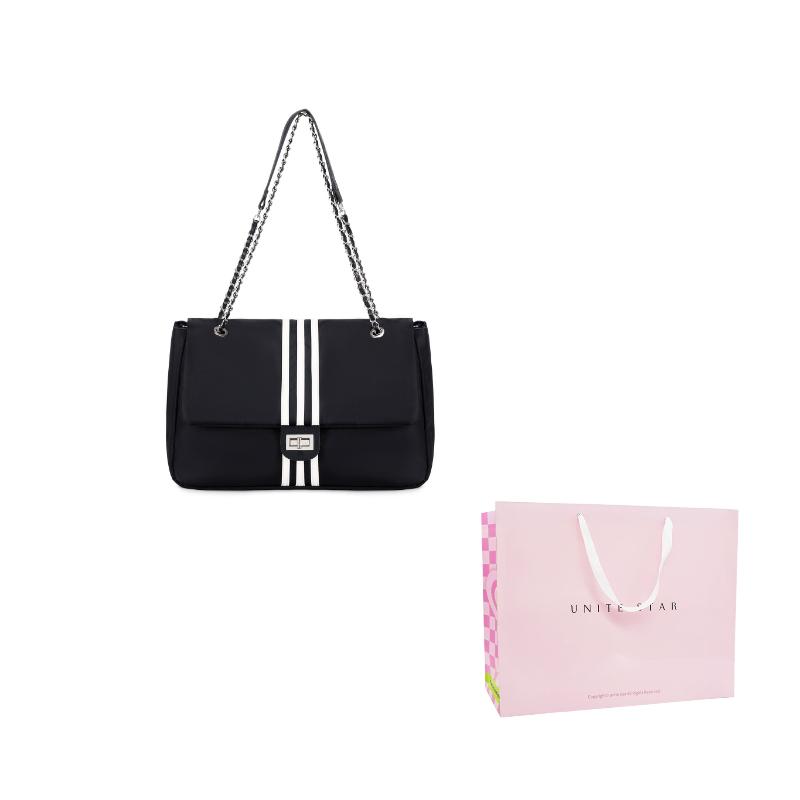UNITE STAR Nylon Shoulder Bag Women's Black & White/Black & Gray US235233
