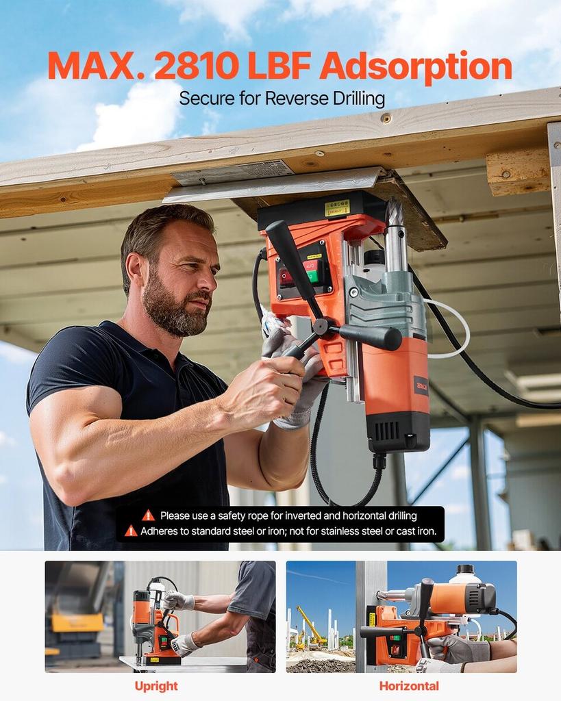 Magnetic Drill 1300W 2922lbf/13000N Portable Mag Drill Press 810RPM