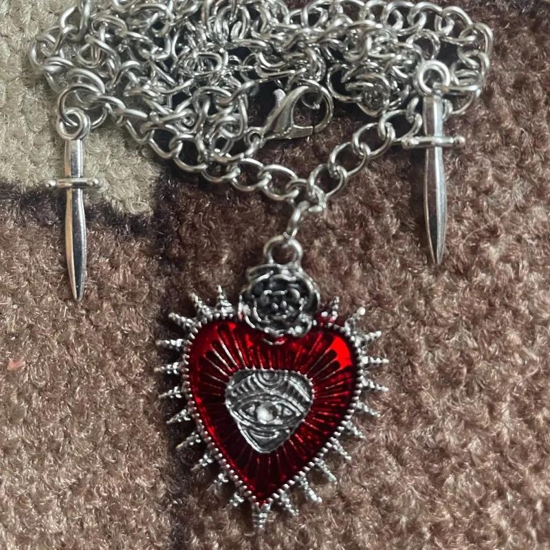 Goth Gothic Peach Heart Flower Sword Eye Cross Pendant Choker Chain Necklace for Man Women New Fashion Jewelry Gifts Wholesale