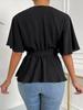 European & American Hot Selling Solid Color Elastic Waist Flare Sleeve Women's Summer Top