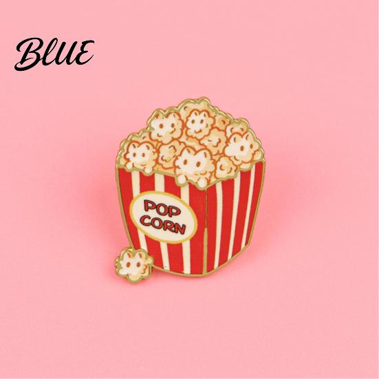 Statement Brooch Piece Cartoon Cat Popcorn Lapel Pin Cute Food