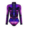 Women's armor 3D printed cosplay long sleeve zipper tight swimsuit