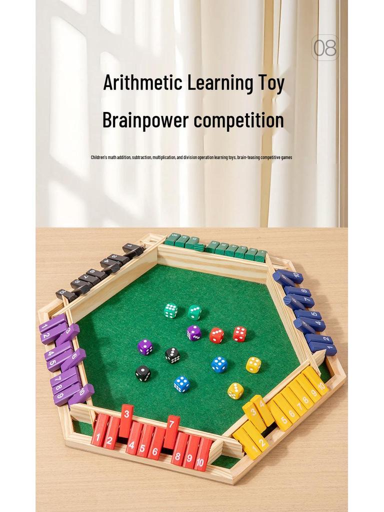 Hexagonales Holz-Mathe-Klappspiel - Pädagogisches Tischspiel für Eltern und Kinder & Party-Trinkspaß