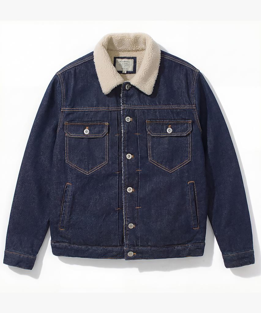 Thestori Washed Denim Sherpa Jacket (Blue)