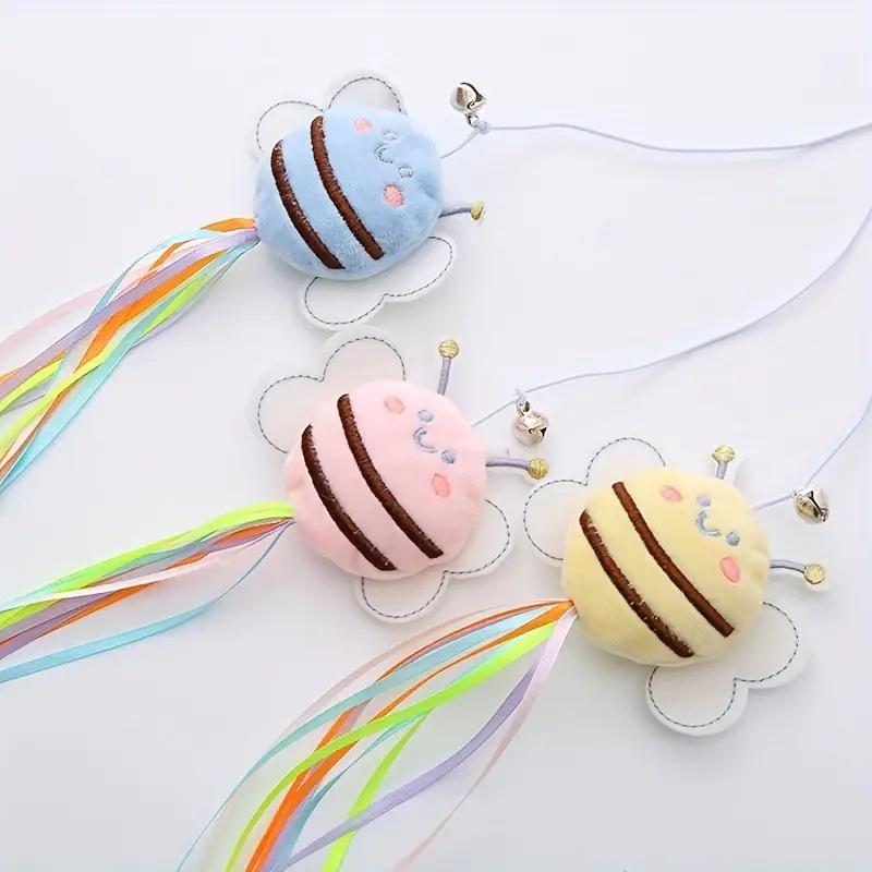 New Plush Bee Shaped Cat Teaser with Exquisite Tassel Color Matching and Fresh Plastic Pole