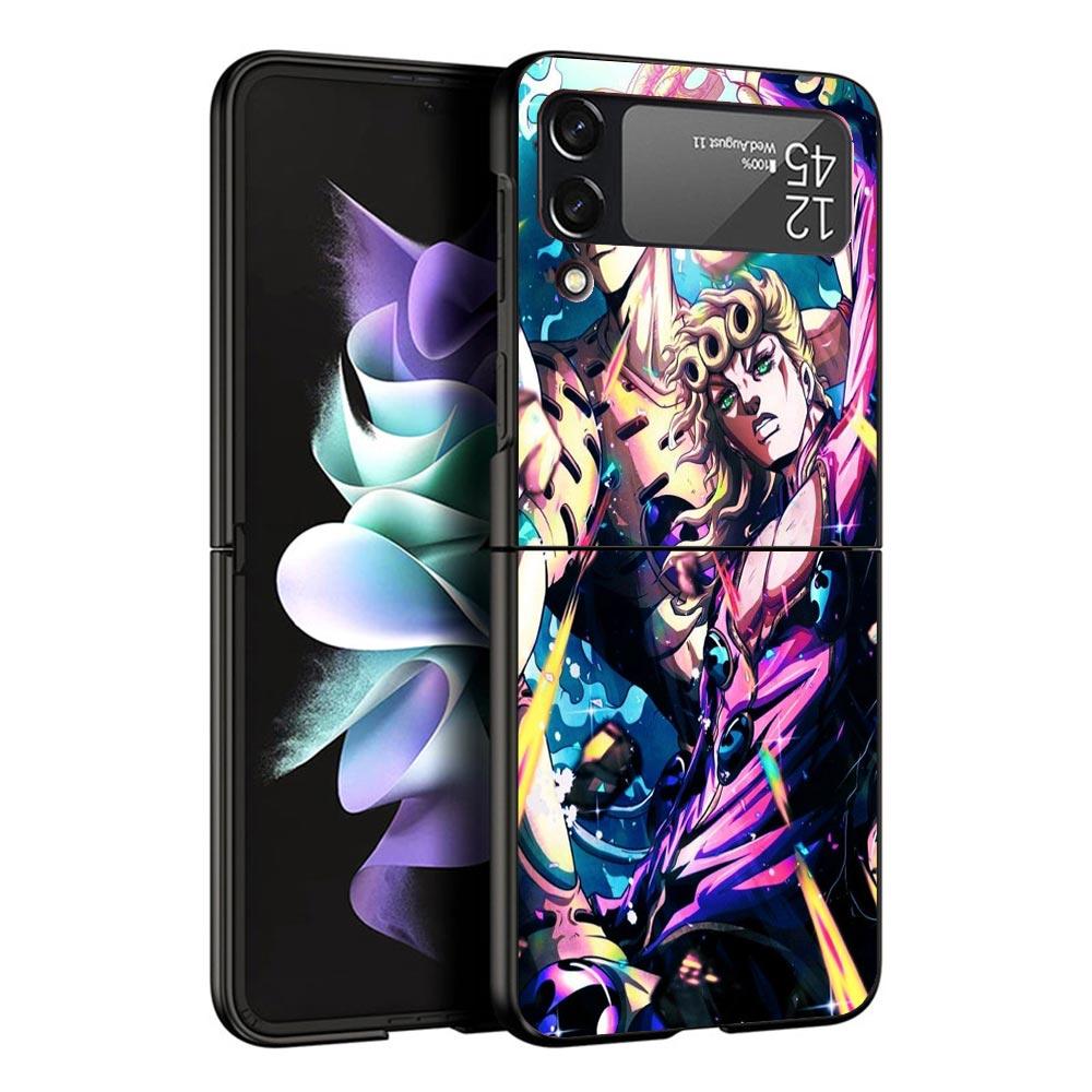 JoJo Adventure Giorno Giovanna Black Phone Case For Samsung ZFlip7 ZFlip6 ZFlip5 ZFlip4 ZFlip3 5G Hard Protective Galaxy Z Flip