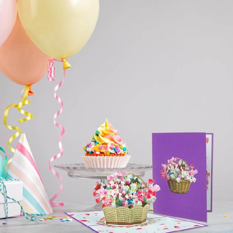 3D Greeting Card with Color Butterfly/Flower Busket Theme Optional for Birthdays, Anniversaries, and Holidays