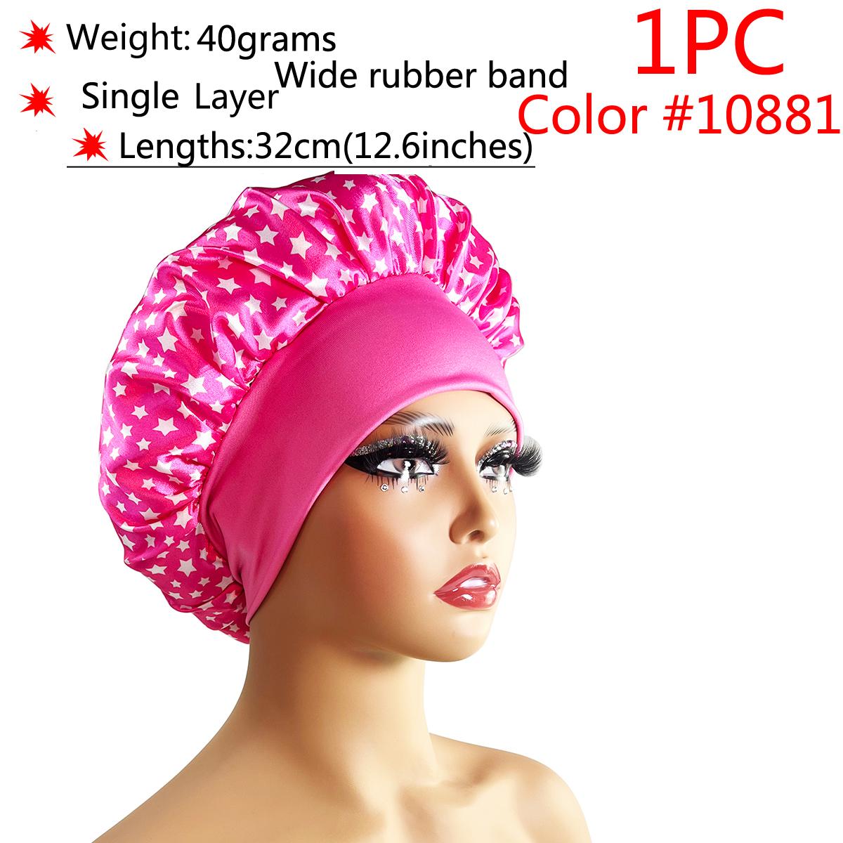 1 Stuk Dames Satijnen Slaapmuts Elastische Brede Band Nacht Slaapmuts Haaruitval Cover Hoofddoek Krullend Veerkrachtig Haar Schoonheid Chemo Muts Verzorging