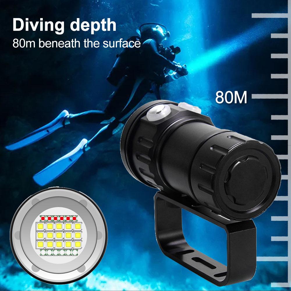 Super Bright Diving Flashlight IPX8 Highest Waterproof Rating Professional Powered With Hand Rope Underwater Video Diving Light