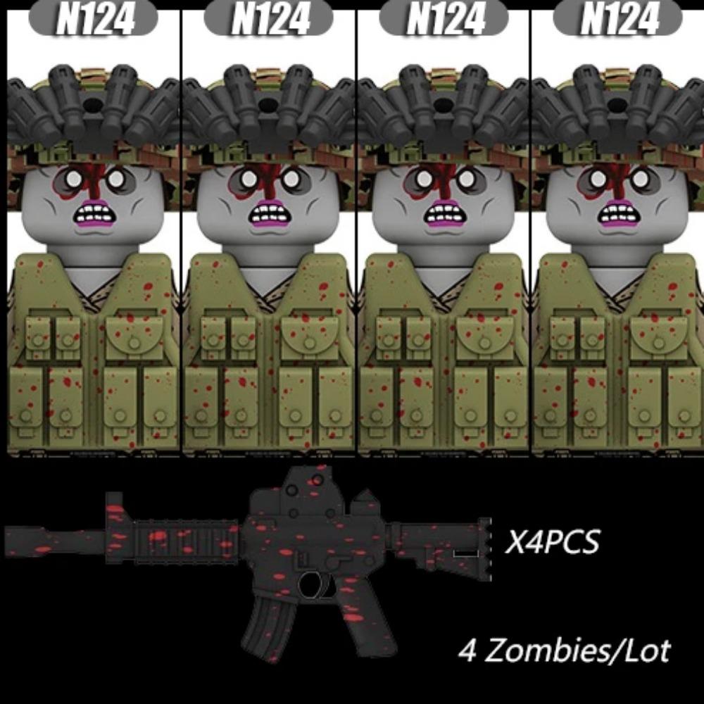 MOC Halloweenské Zombie Figurky Stavební Kostky Dvojitá Hlava Křivý Krk Příslušenství Kostky Hračky Dětský Dárek