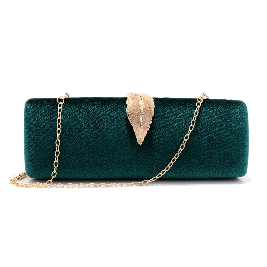 Clutch Bags Velvet Flap Design Evening Bags Leaf Metal Chain Shoulder Handbags Glitter Ladies Girl Event Purse