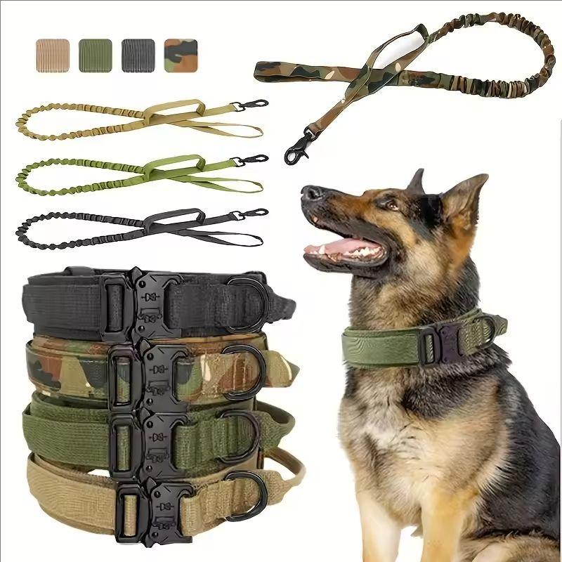 Heavy-Duty Military Tactical Dog Collar & Leash Set: Adjustable & Durable For All Sized Dogs
