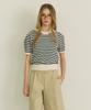 OSTKAKA Striped Boucle Short Sleeve Knit Navy