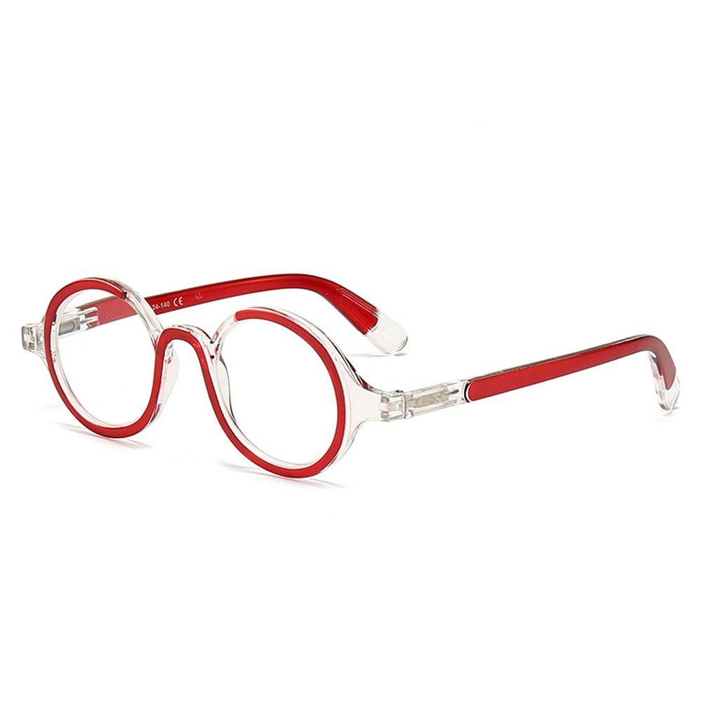 

Vision Care Reading Glasses Round Frame Spring Leg Presbyopic Eyeglass Hyperopia Ultra Light Resin Anti-Blue Light Glasses Strength 1.5