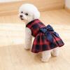 1PC  Large Plaid British Style Double-layer Bow Dress Suitable for Wearing Dog Clothing All Year Round, Pet Dog