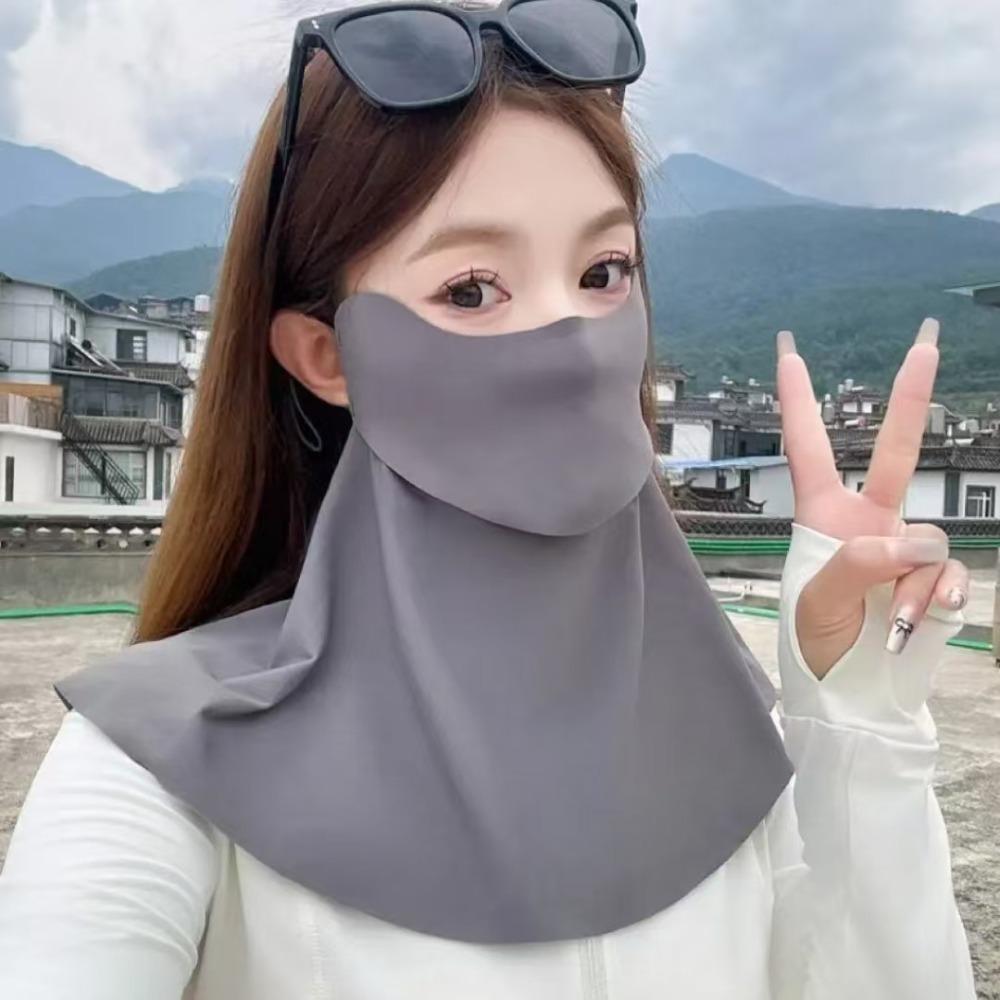 

Fishing Face Shield Summer Ice Silk Face Mask Breathable Neckline Face Cover Summer dark grey