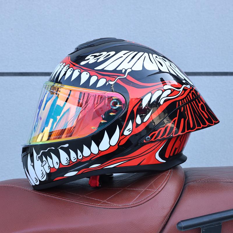 ORZ-S802 motorcycle helmet,ABS men's and women's full face helmet,R50S personalized, cool, all season, big tail wing helmet DOT