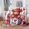 1pc Highland Cow Printing Lightweight Flannel Blanket, Comfortable and Warm Blanket, for Camping Sofa Bed and Couch Office, in All Seasons
