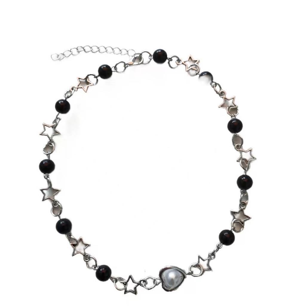 Pearl Hollow Star Pendant Necklace for Women Korean Fashion Punk Clavicle Chain Neckchain Party Jewelry Valentines Day