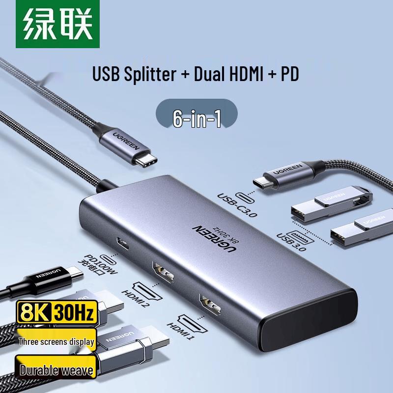 Ugreen USB-C Triple Display 8K Dual HDMI Docking Station