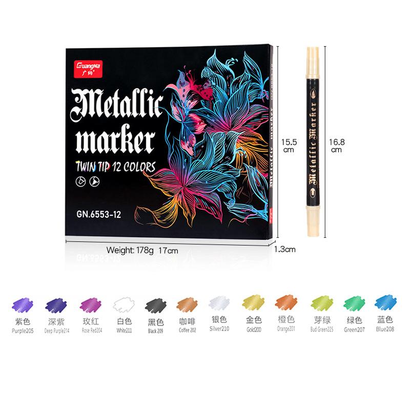 

Guangna Brush Metallic Marker Pens Permanent Art Marker For Manga Crafts Scrapbooking School Stationery Supplies 12/24/36Color