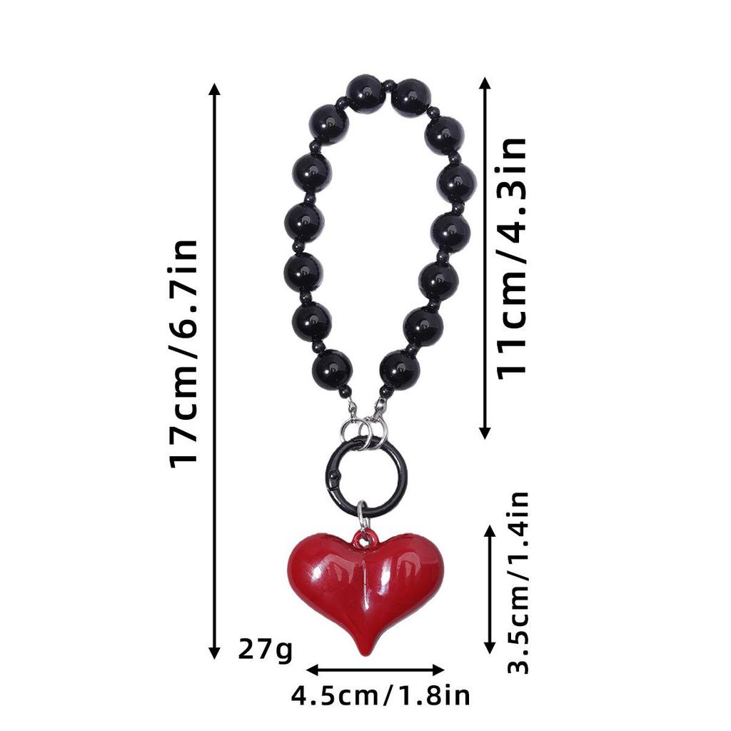 Heart-Shaped Chain Pendant Phone Case & Wrist Strap with Lanyard