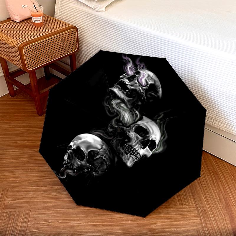 1Pc Skulls Automatic Umbrella - Suitable Travel Outdoor Portable Umbrella Birthday Gift Daily Essentials