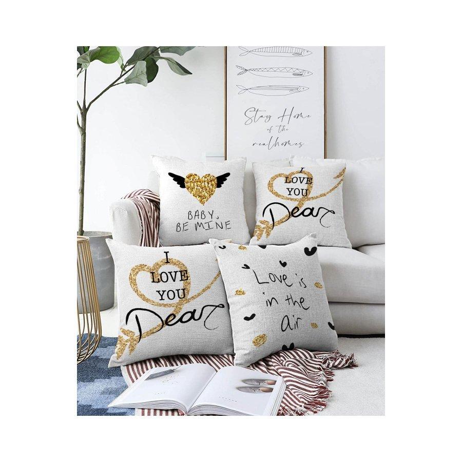 4-teiliges doppelseitig bedrucktes Kissenbezug-Set „Valentine's Day Concept“.