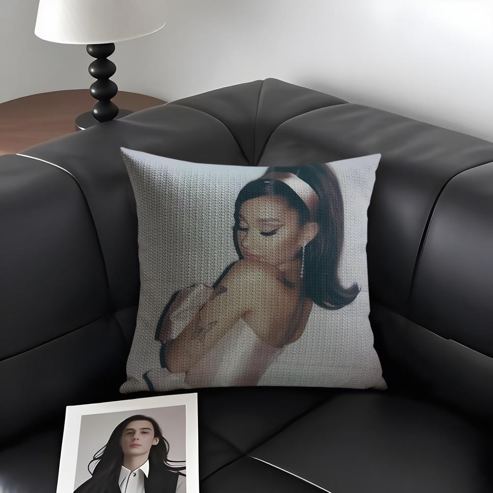 

AAriana GrandeE Singer Cushion Cover Natural Linen Organic Fabric DoubleSided Printing Sofa Home Decor Gift Pillow Case 30x30cm