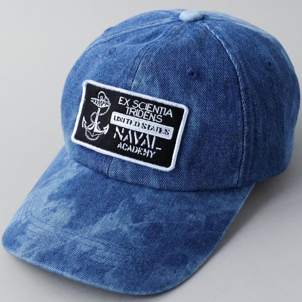 Military Fade Denim Low Cap Embroidered Hat American Casual Summer Baseball Cap Indigo 068 [Avirex] Men's MA-1