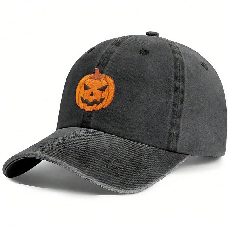 1pc Fashion Cool Pumpkin Embroidery Baseball Cap, Funny Embroidered Trucker Flatbill Hat, Halloween Gifts For Men Women