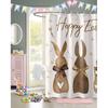 Happy Easter Shower Curtain Bunny Bathroom Curtains with Hooks, Waterproof Fabric Flower Carrot Rabbit Shower Curtains Set for Bathroom Bathtubs