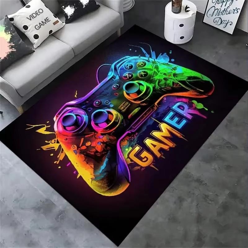 Gaming for Boys Room Gamer Casual Carpet with Controller Design Rug for Game Room Bedroom Decor Non-slip Machine Washab Mat