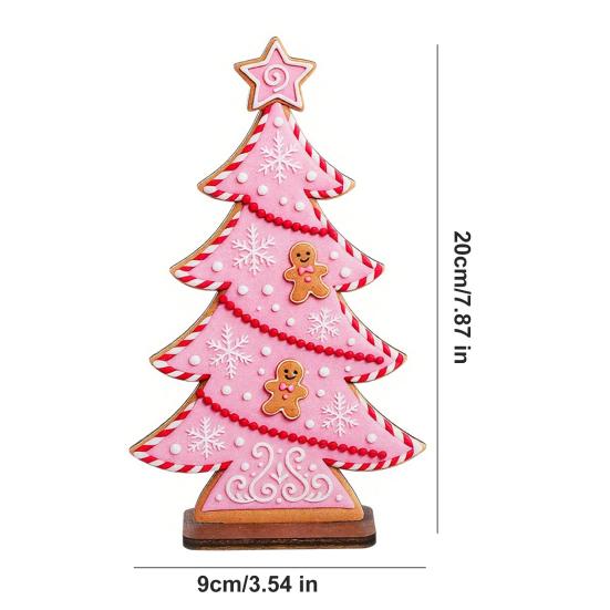 Christmas Tree Decor Candy Colors Gingerbread Man Design Wood Tabletop Decoration Wall Fireplace Shelf Ornament Gift