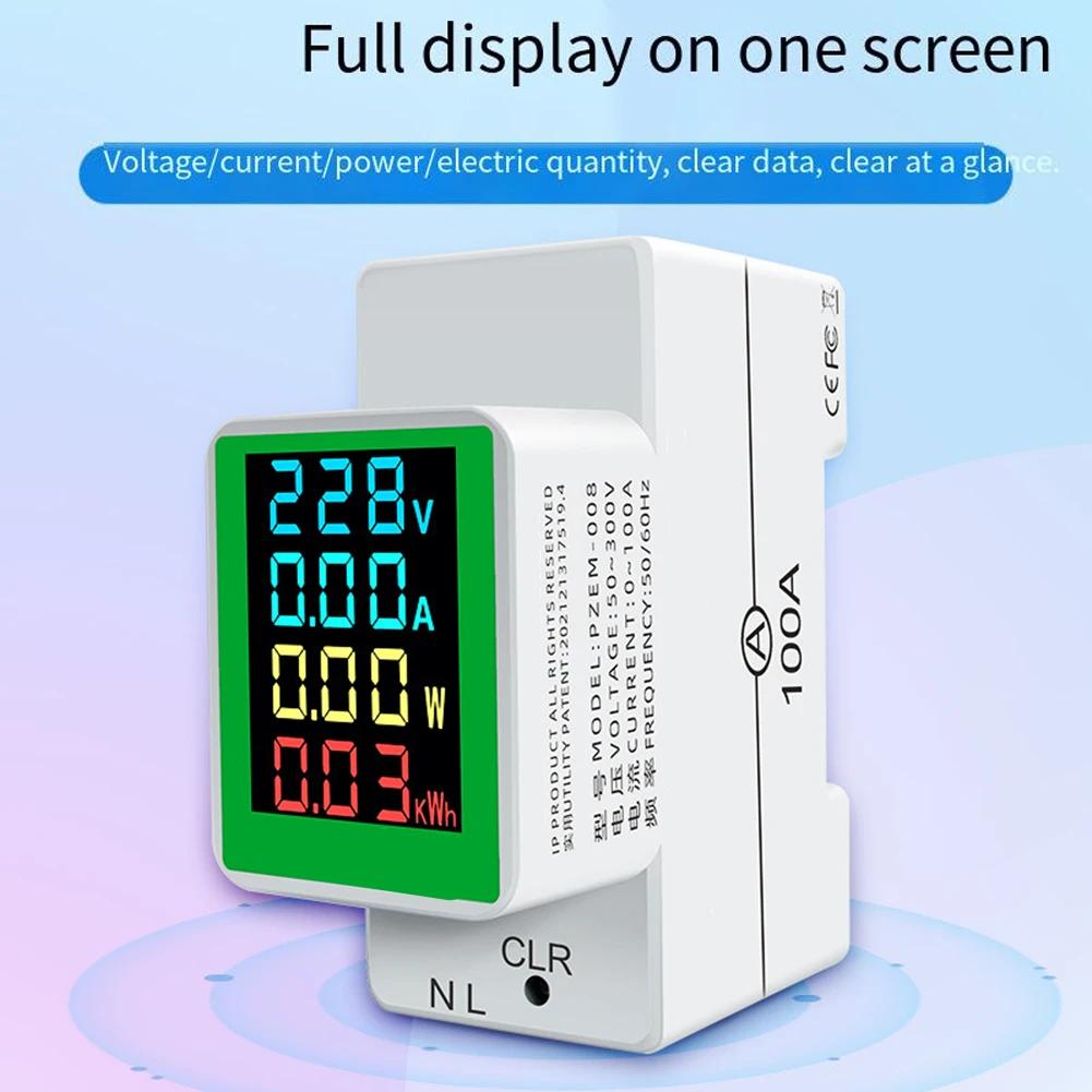 For PZEM-008 Din Rail Electricity Digital Power Energy Meter Watt Kwh Wattmeter Monitor Ammeter Voltmeter AC 50-300V 100A