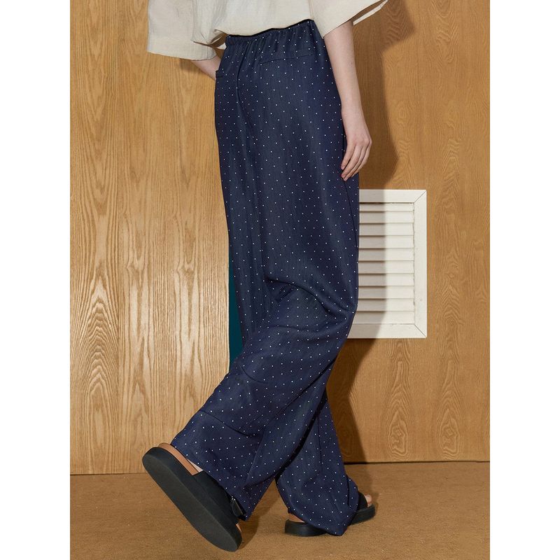 Coolhut High-Waisted Loose Polka Dot Retro Yamamoto Pants with Drapey Straight-Leg Thin Style 2025 Summer Women's Casual Pants