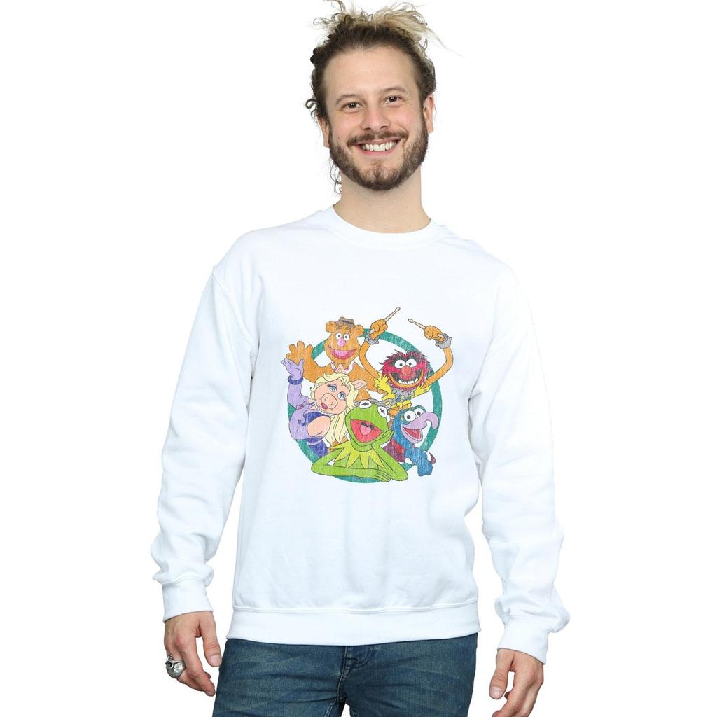 Disney Mens The Muppets Group Circle Sweatshirt