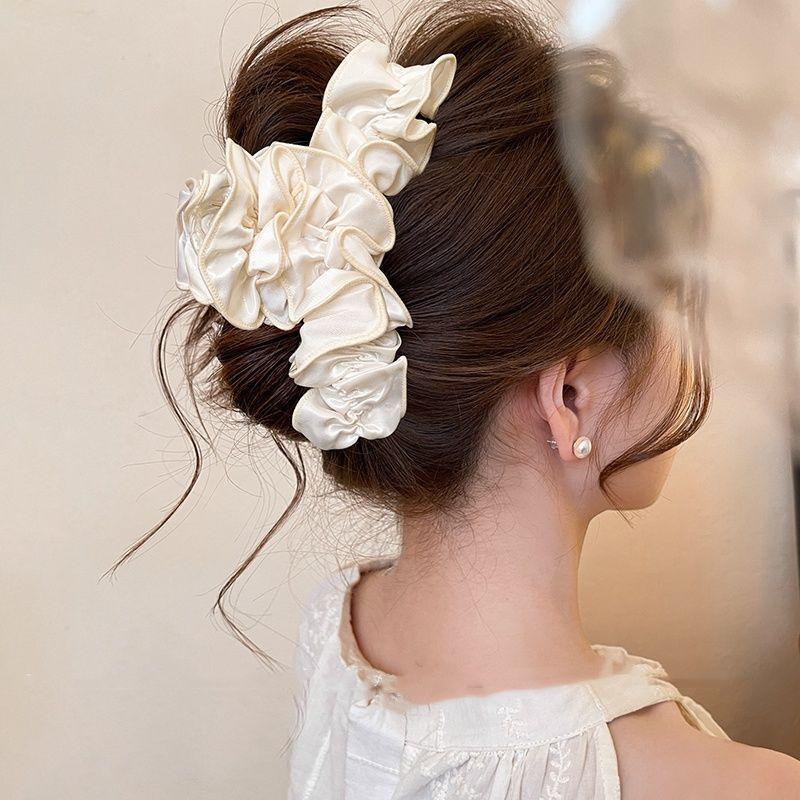 Retro Pleats Hair Clip For Women Solid Color Ponytail Holder Claw Headwear Fashion Hair Accessories