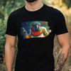 T-Shirt Men Rainbow Lory As Astronaut Motif Cotton Size XS To 5XL
