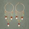 Accessories Mori Style Mushroom Leaf Earrings, Exaggerated Large Earrings, Cherry Pendant, Fringed Earrings.