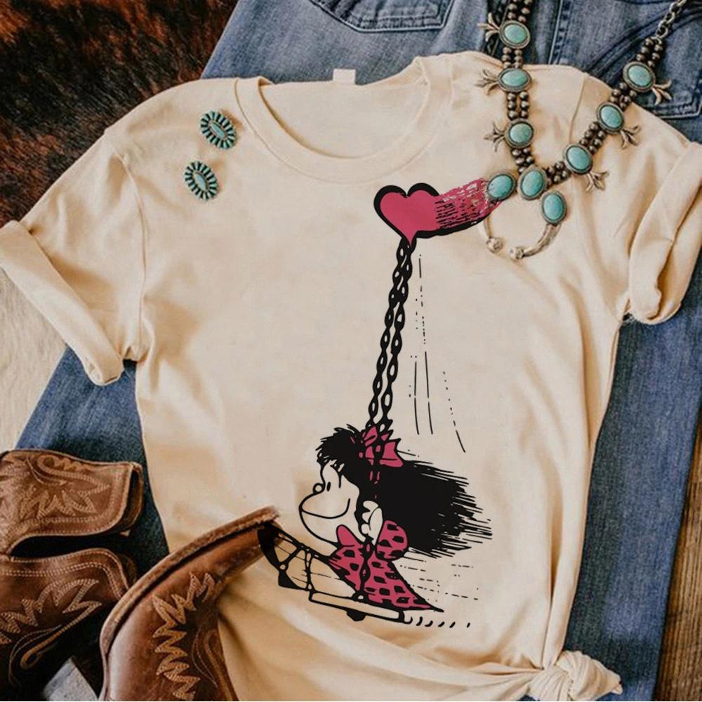

Mafalda t-shirt girl Graphic anime Colorful korean clothes University women tshirt anime Grunge University Digital graphic S