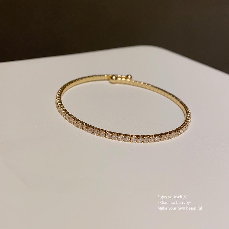 Elegant Zircon Round Hand Chain Korean Fashion Light Luxury Jewelry For Women Gold Round