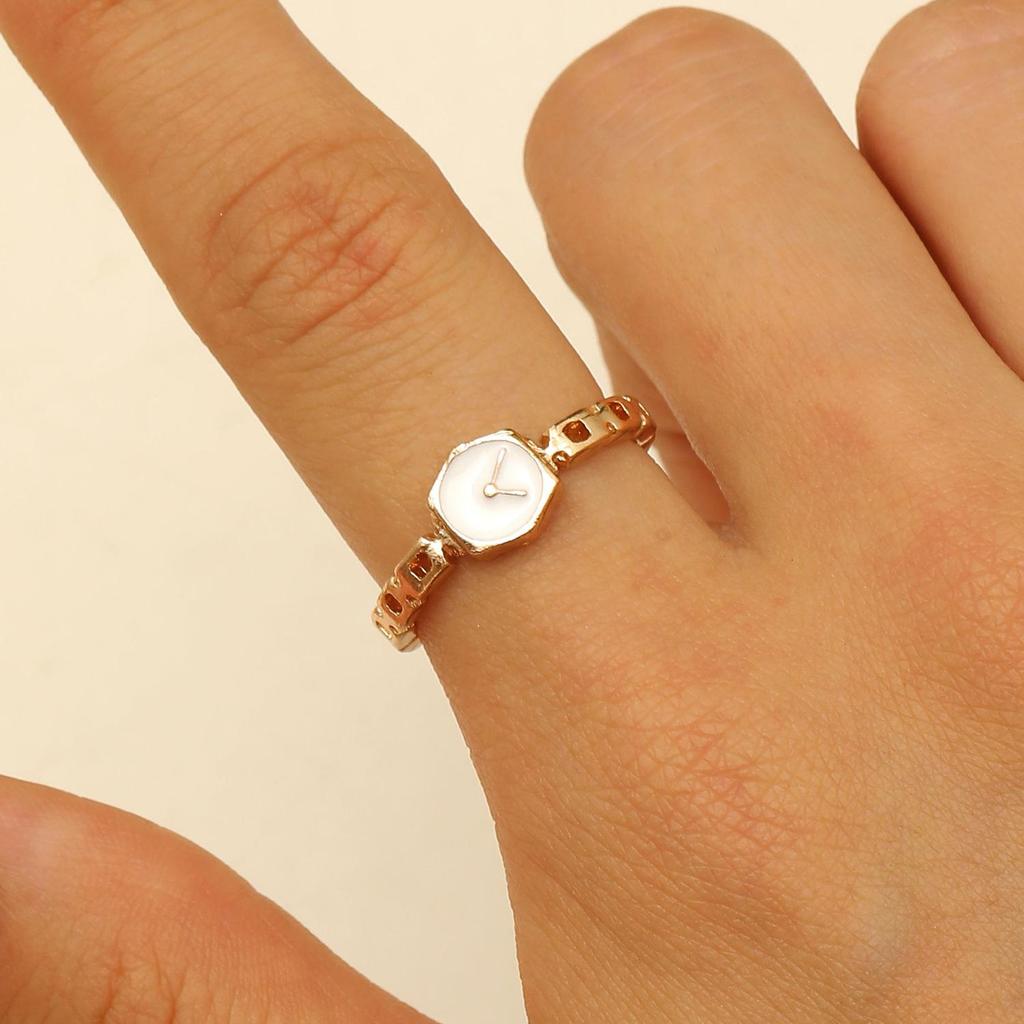 Personality Niche Premium Feel Gilding Golden Watch Opening Ring