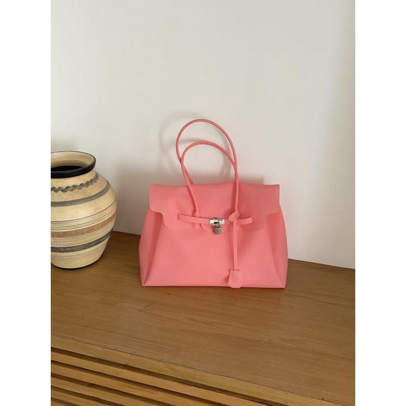 Borsa a Tote Trasparente in Gelatina PVC con Chiusura Borsa a Spalla Grande Capacità per Uso Quotidiano