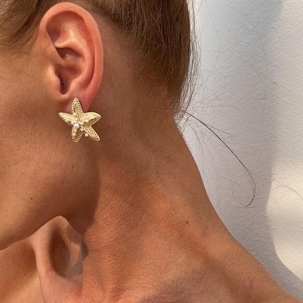 Conch Starfish Stud Earrings Bohemian Starfish Pendant Earrings Charms Shell Drop Earrings  Gift