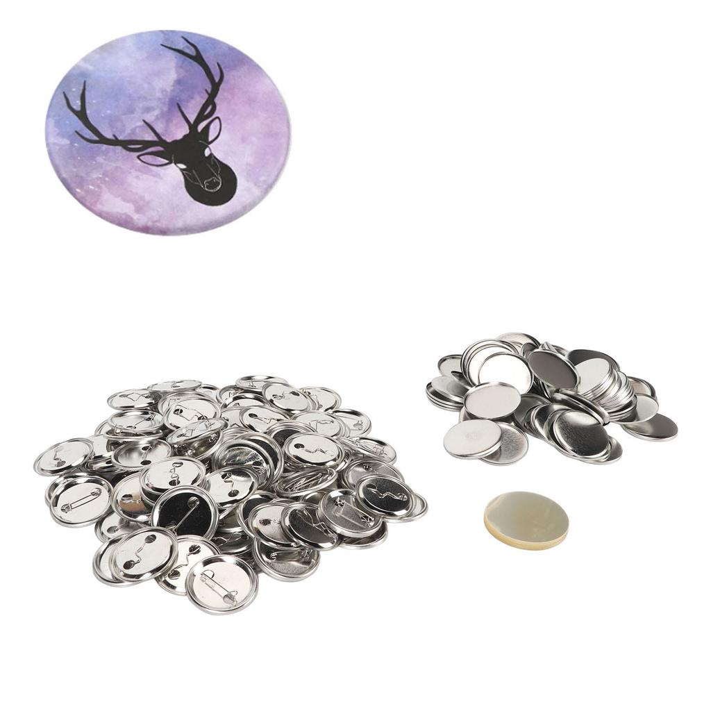 100 Set Pin Back Button Parts Sturdy Metal Plastic Rustproof Smoothing Button Making Supplies for Badge  