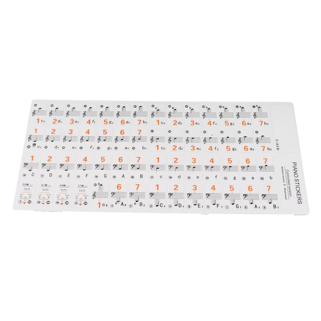 Transparent 37 49 61 Electronic Keyboard 88 Key Piano Stave Note Sticker Notation Version & Sheet Music for White Keys